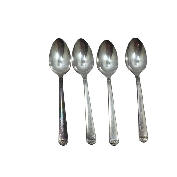 4 Vintage 1881 Rogers Oneida Silverplate Surf Club Teaspoons Tea Spoons 25085 - Picture 1 of 4
